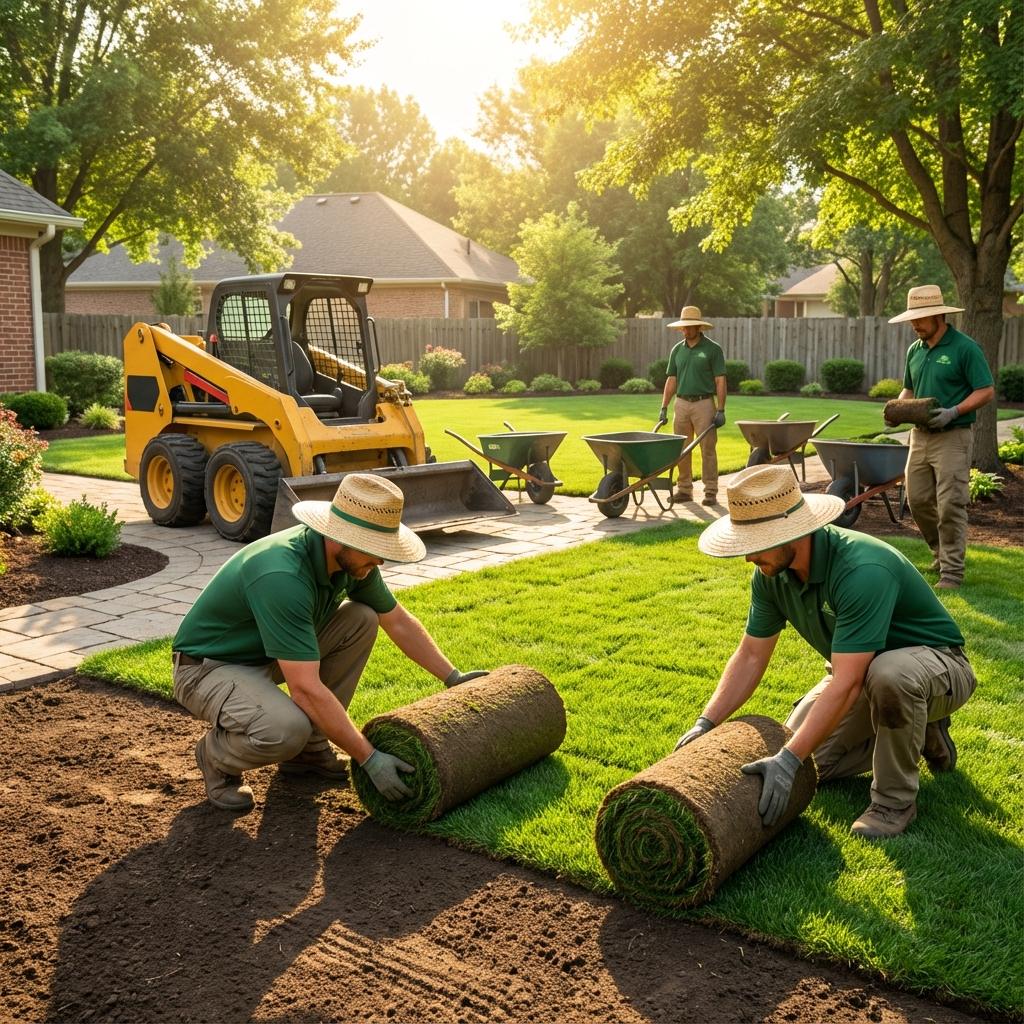 Professional landscaping team