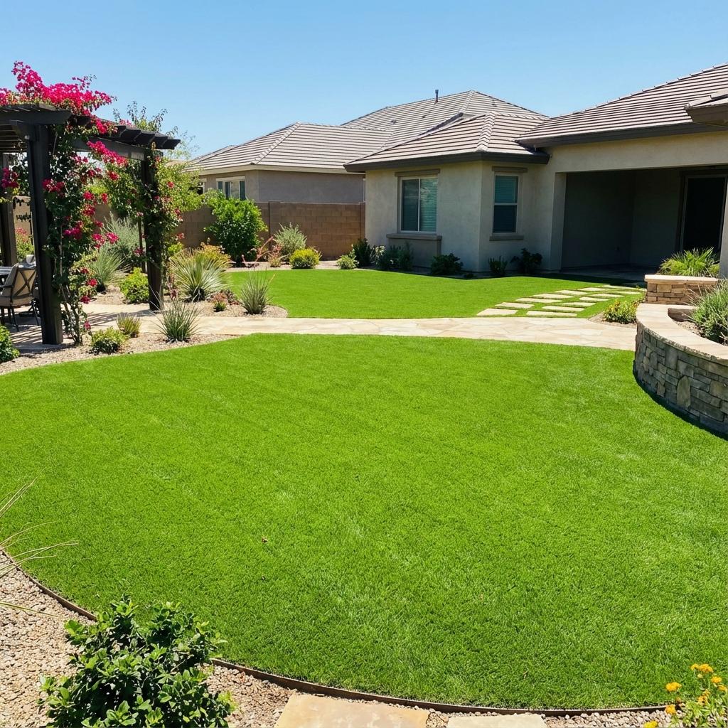 Residential backyard grass installation